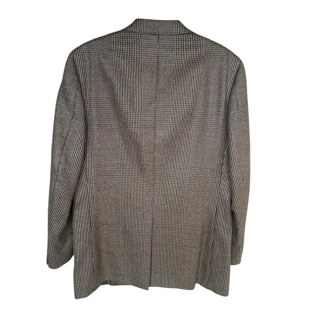 VTG Marvin Brown Dallas Canterbury Wool Silk Blazer Jacket 41L Brown Houndstooth